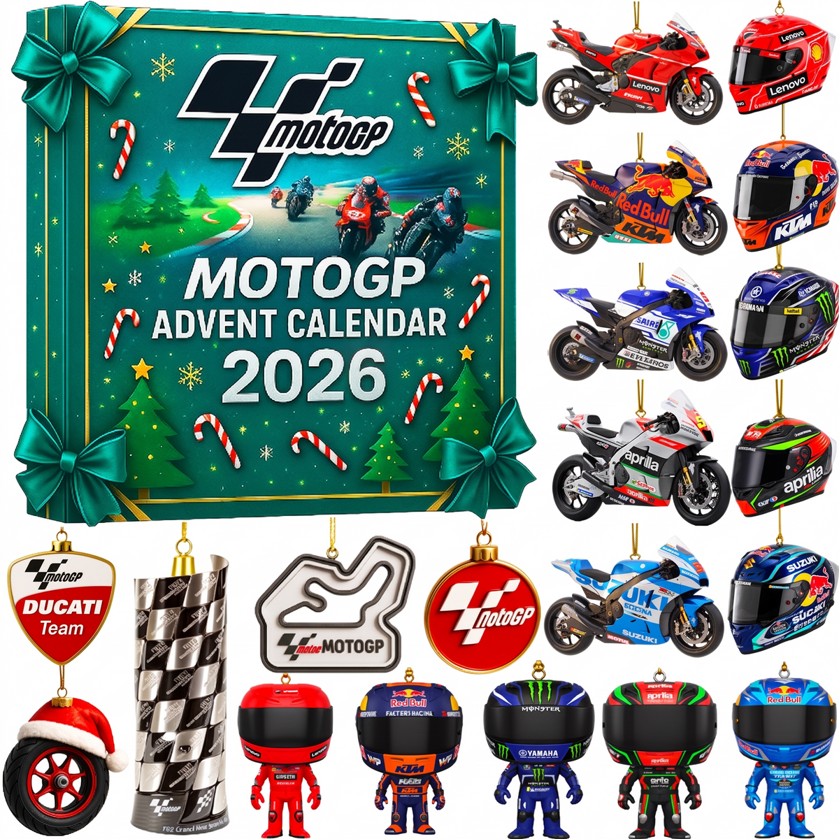 Motorcykel Racing Julekalender 2026 – 24 Mini Racing-overraskelser til Motorsportsfans, 8+ år