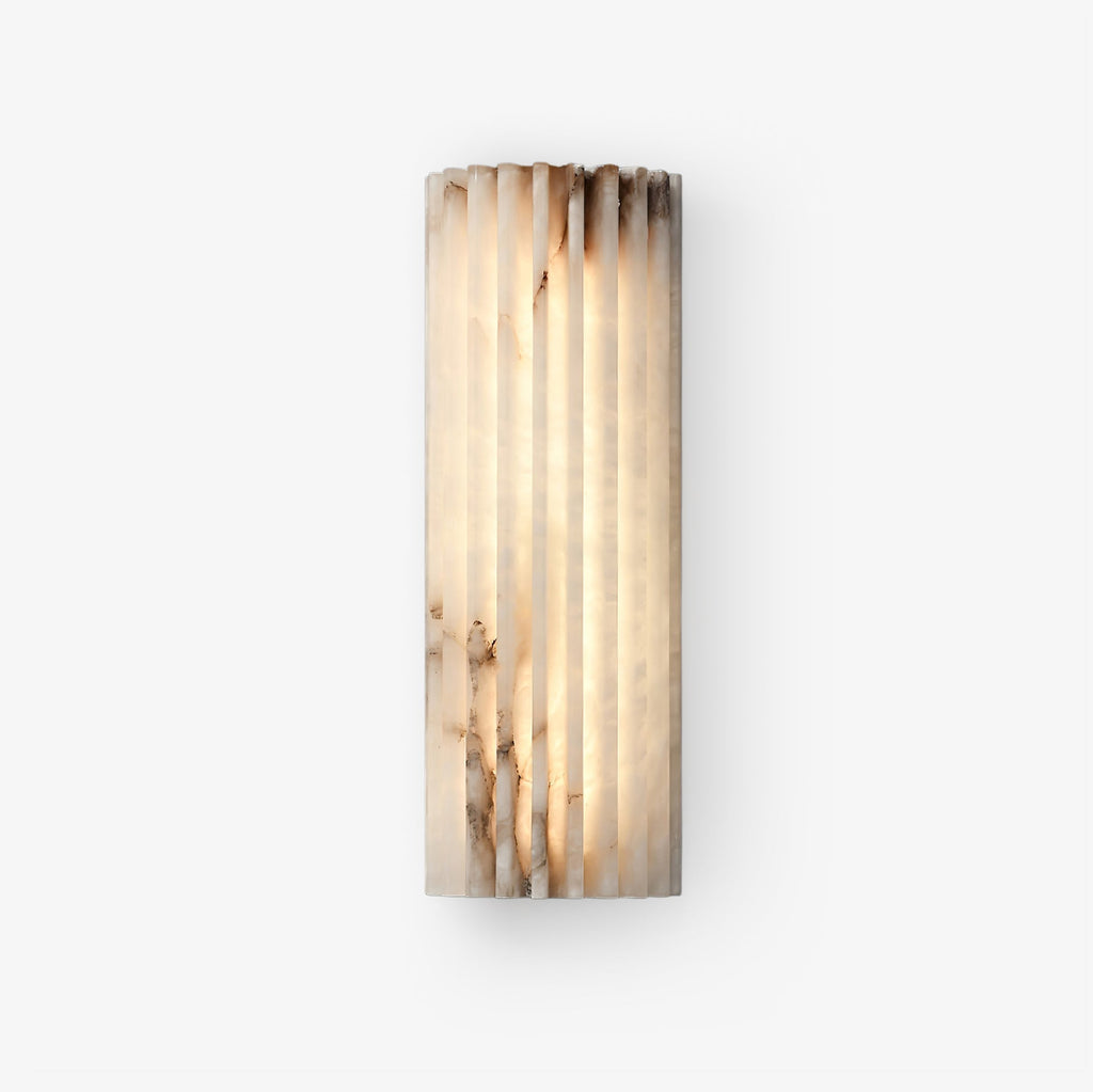 Alabast Væglampe - Riflet Stendesign med Metalramme 7
