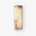 Alabast Væglampe - Riflet Stendesign med Metalramme 7
