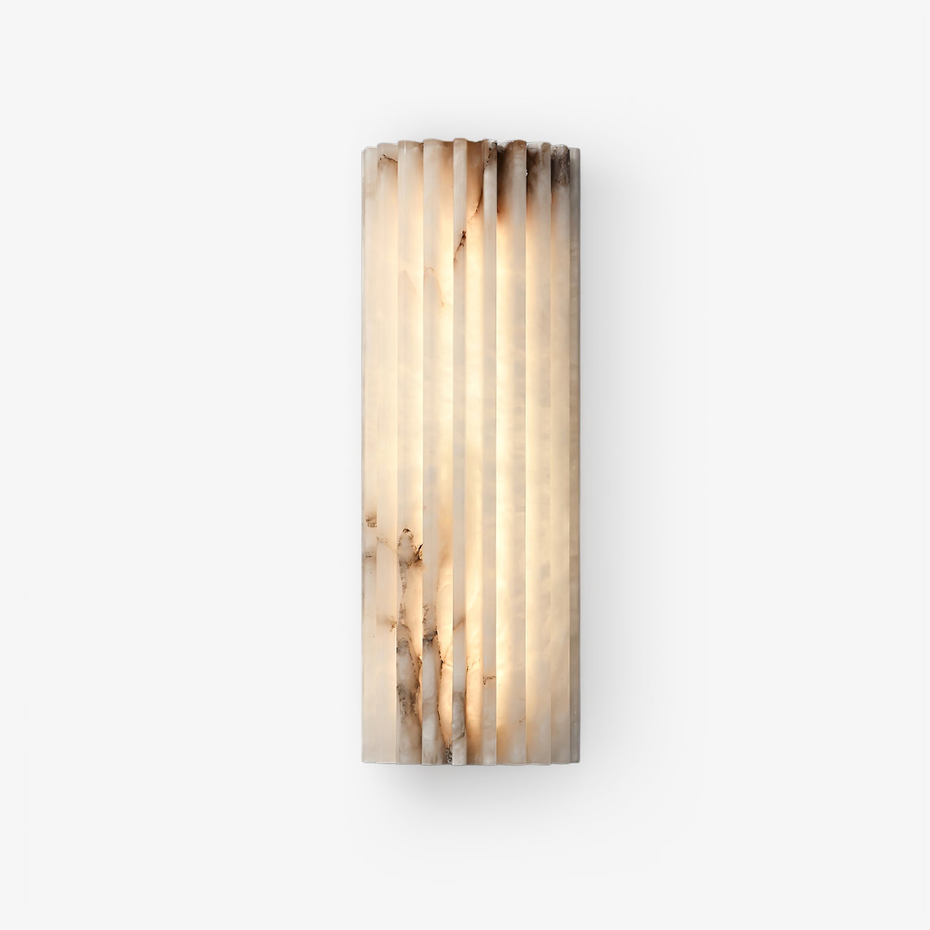 Alabast Væglampe - Riflet Stendesign med Metalramme 7
