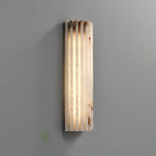 Alabast Væglampe - Riflet Stendesign med Metalramme 8
