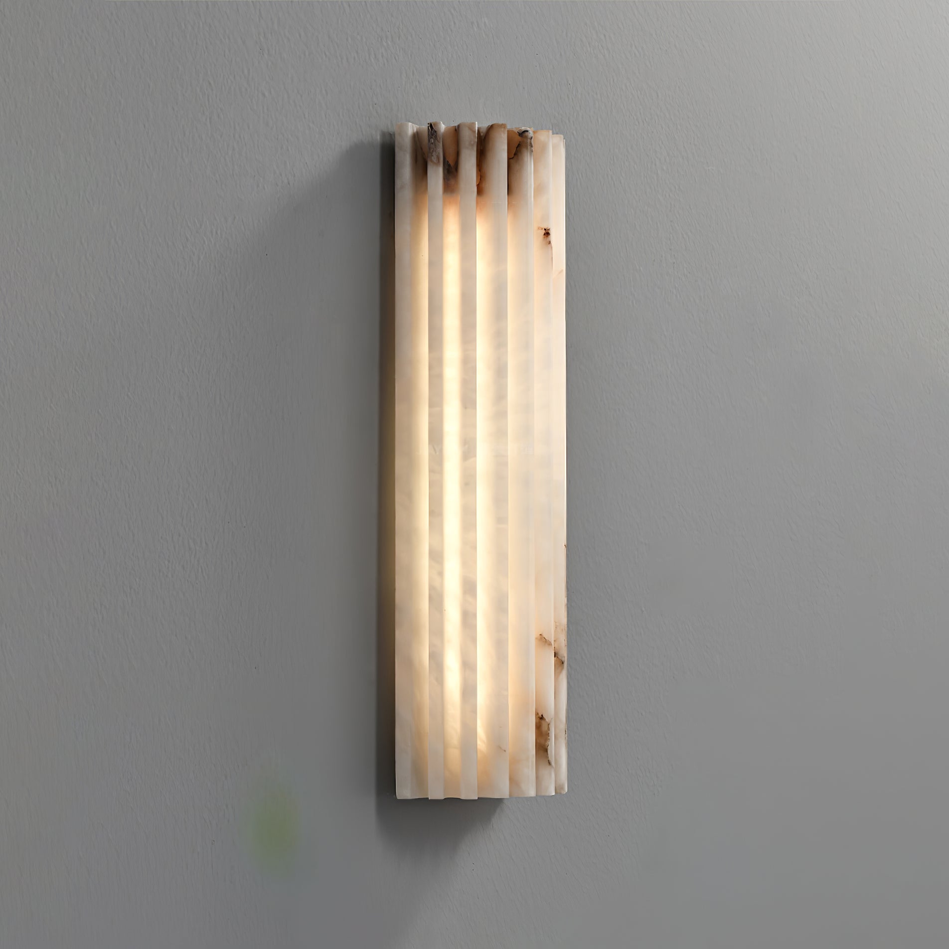 Alabast Væglampe - Riflet Stendesign med Metalramme 8
