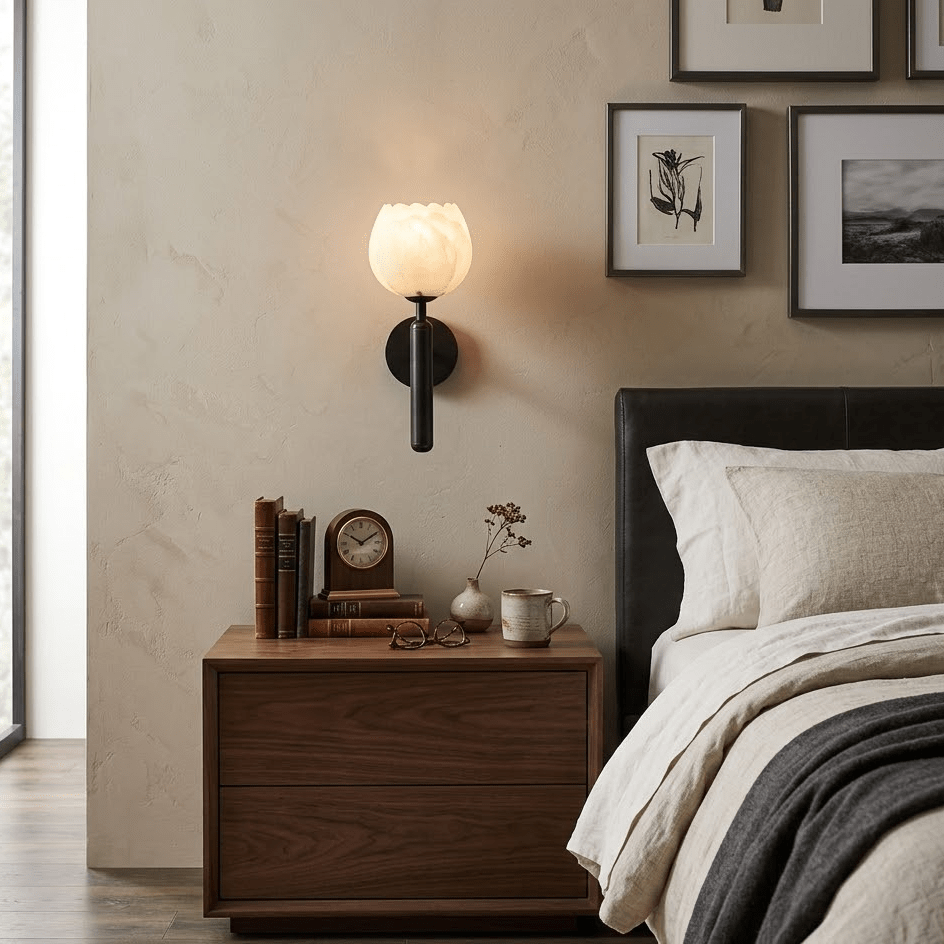 Alabaster Væglampe – Naturlig Sten med Blødt Lys til Elegant Belysning 4