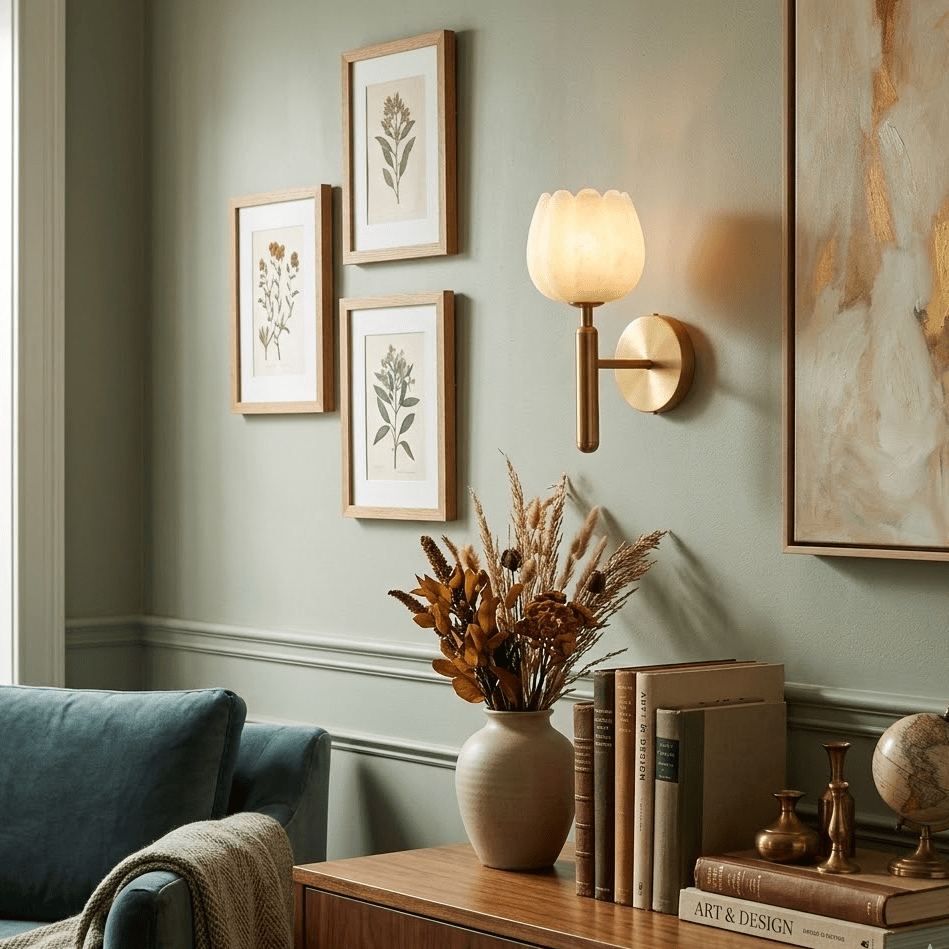 Alabaster Væglampe – Naturlig Sten med Blødt Lys til Elegant Belysning 6
