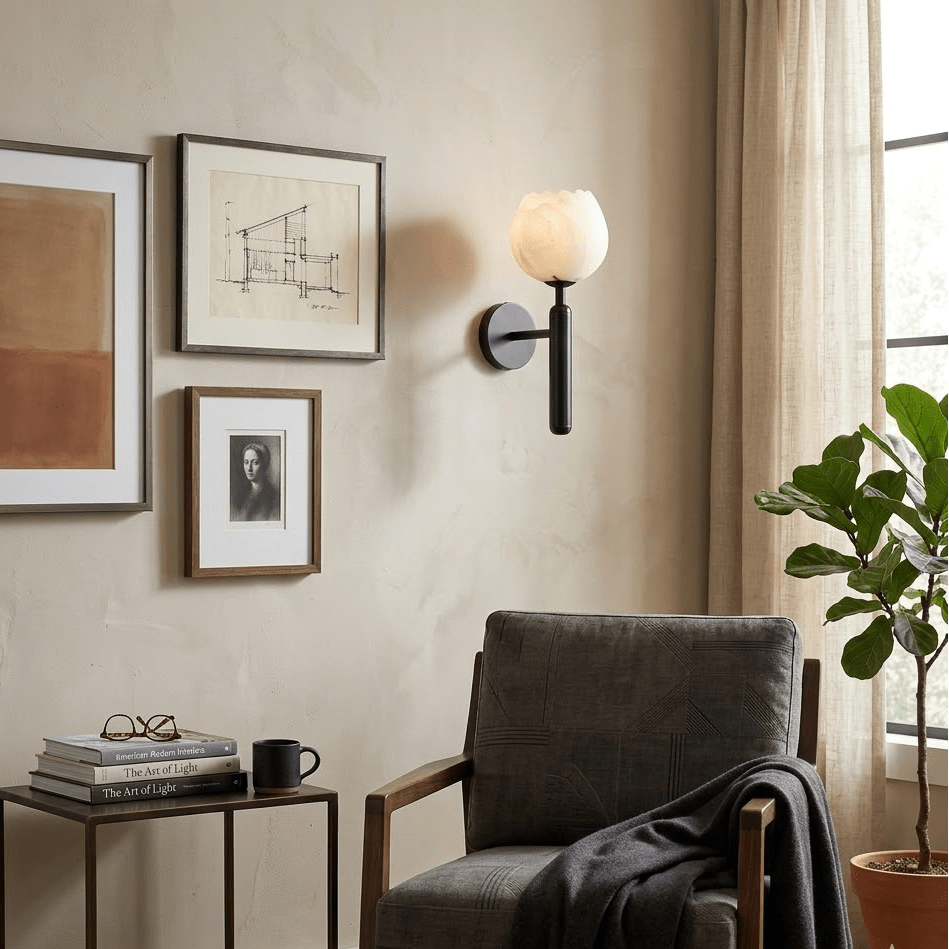 Alabaster Væglampe – Naturlig Sten med Blødt Lys til Elegant Belysning 7