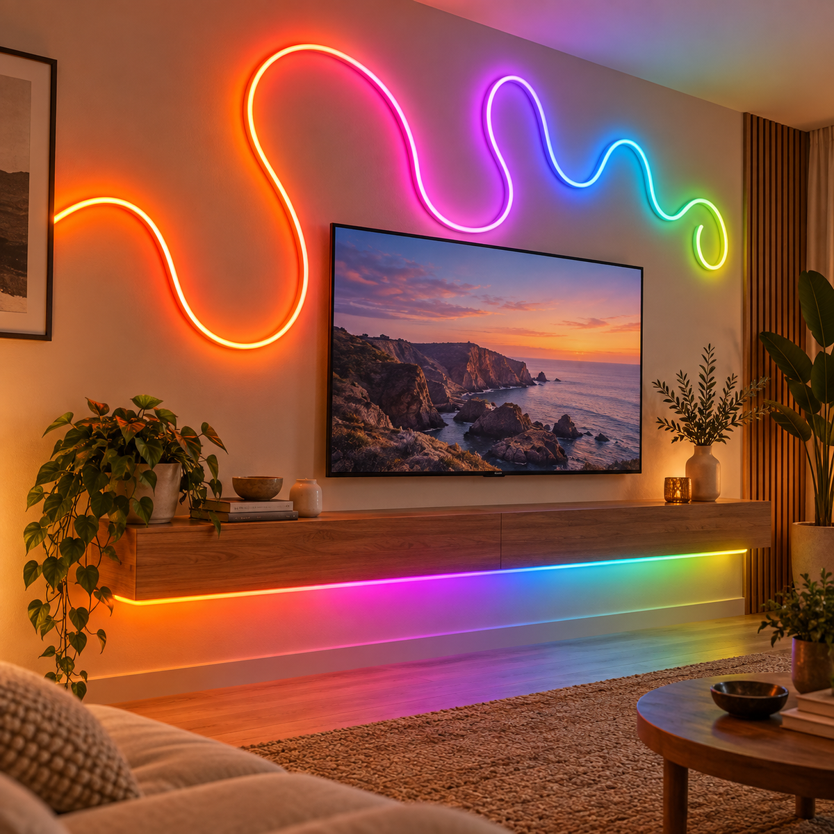 Appstyret LED-Neonstribe med RGB og Musiksynkronisering