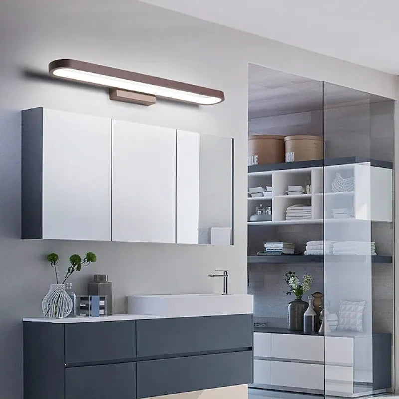 Spejllampe LED – Væglampe over Spejl i Aluminium til Badeværelse, Sort eller Kaffebrun, 40, 60 eller 80 cm
