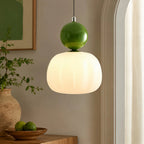 Art Deco Pendel Lampe - Cremefarvet med Lagdelt Kugledesign 16