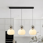 Art Deco Pendel Lampe - Cremefarvet med Lagdelt Kugledesign 19
