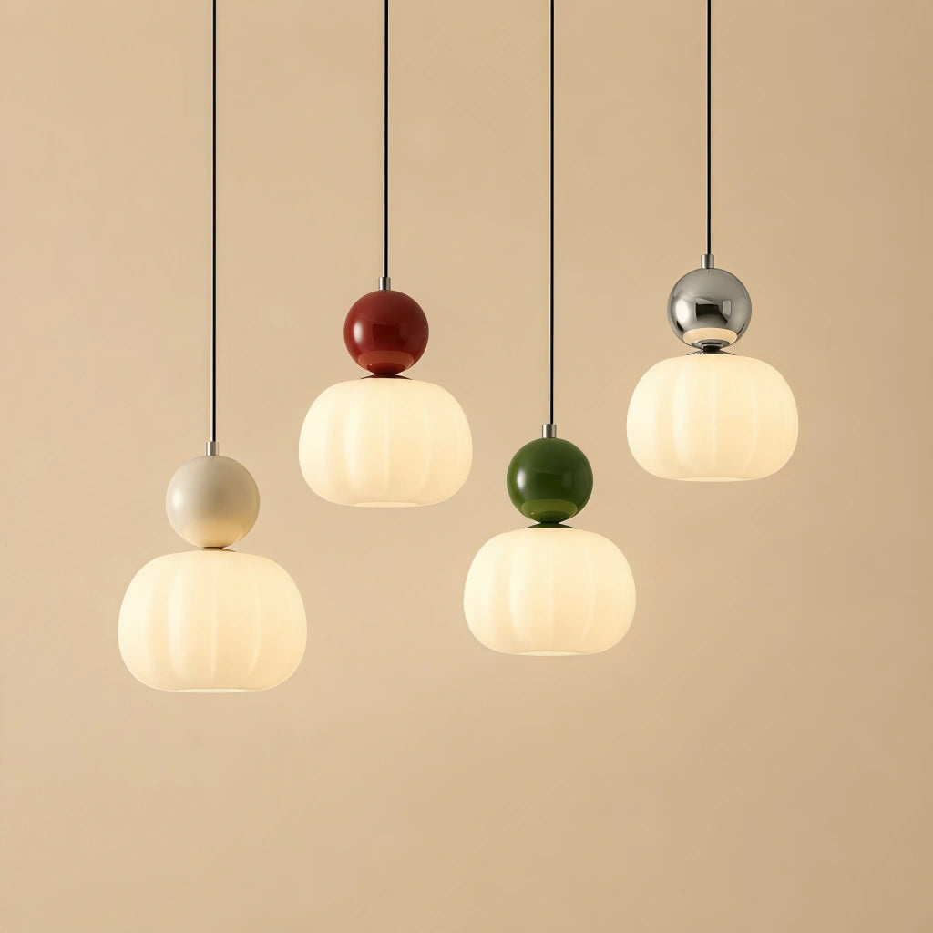 Art Deco Pendel Lampe - Cremefarvet med Lagdelt Kugledesign 3