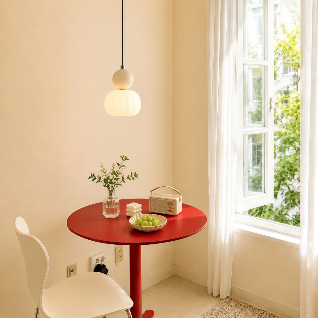 Art Deco Pendel Lampe - Cremefarvet med Lagdelt Kugledesign 7