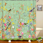 Badeforhæng med Vintage Blomsterprint i Grønne Nuancer 0