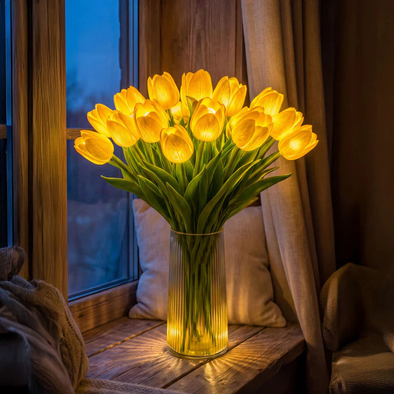 Batteridrevet Natlampe med Tulipanbuketter – Blødt Lys i Kompakt Design 2