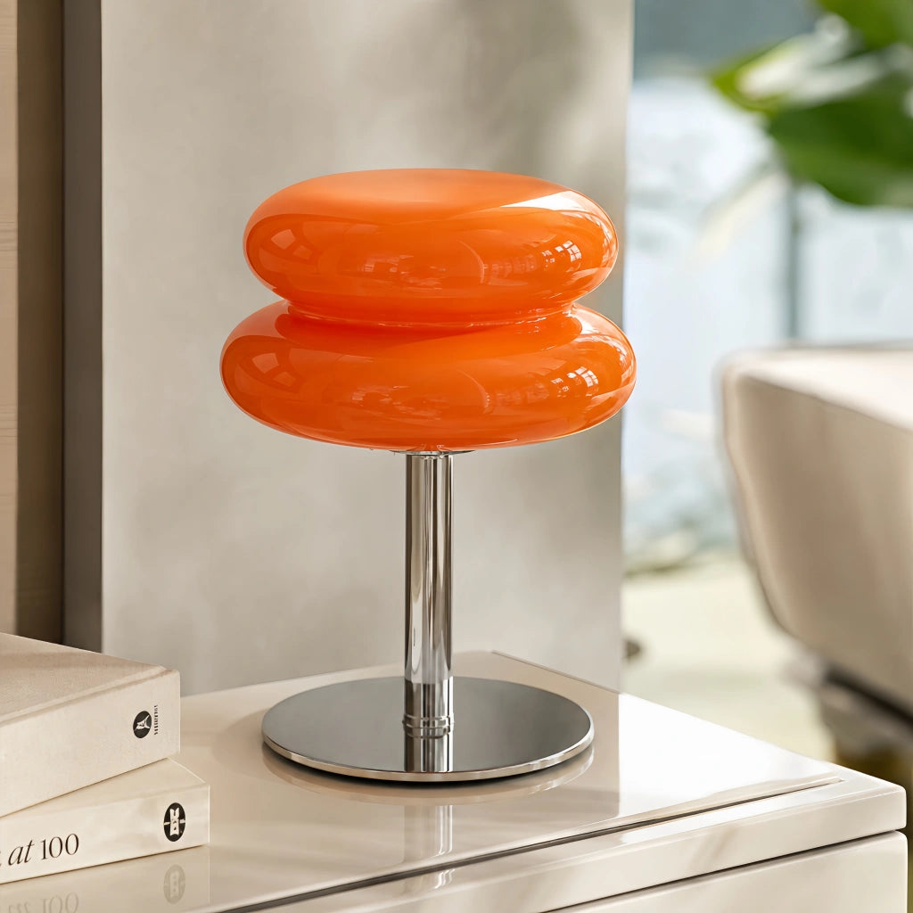 Bauhaus Bordlampe i Glas - Dobbelt Skærmdesign med Kromfod 12