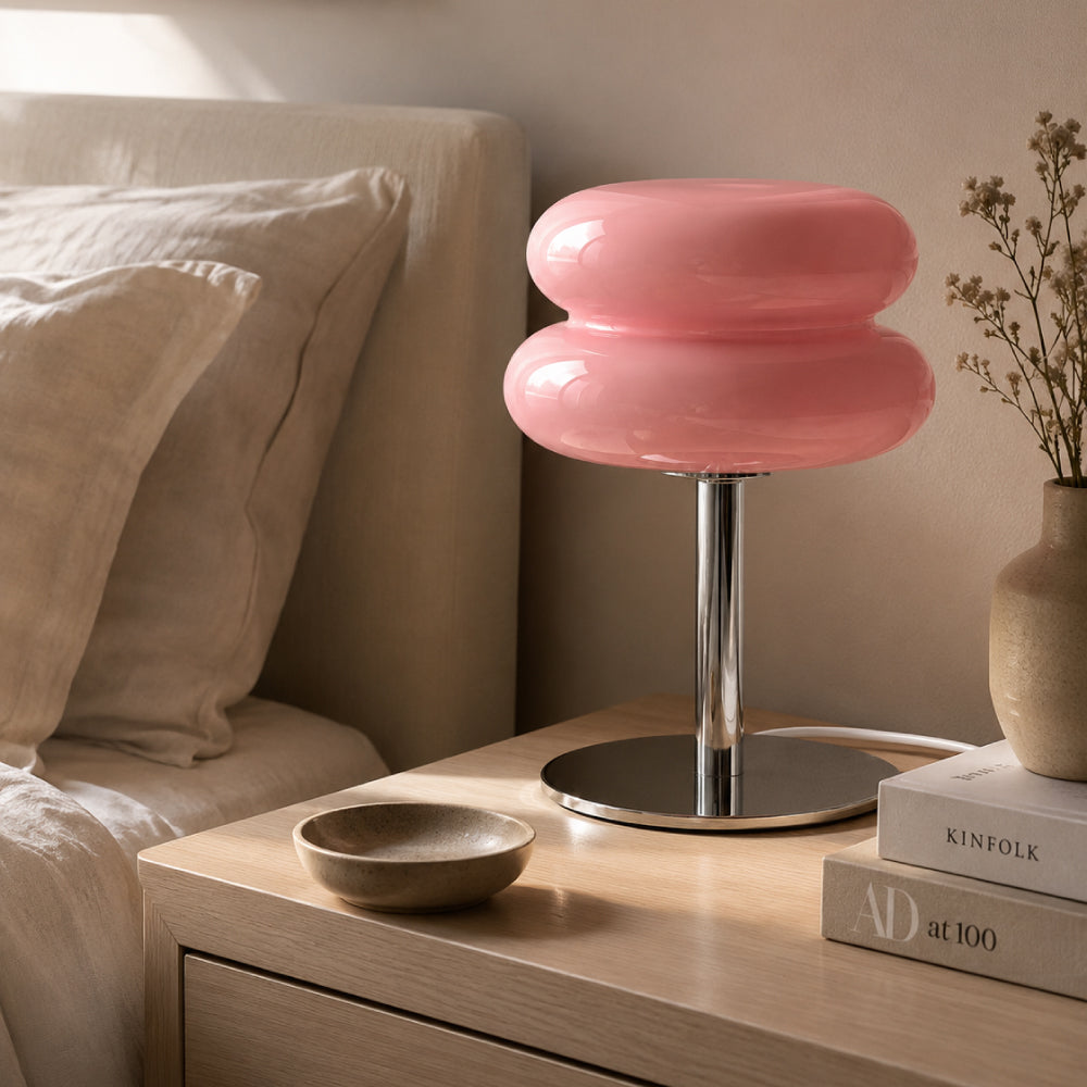 Bauhaus Bordlampe i Glas - Dobbelt Skærmdesign med Kromfod 15