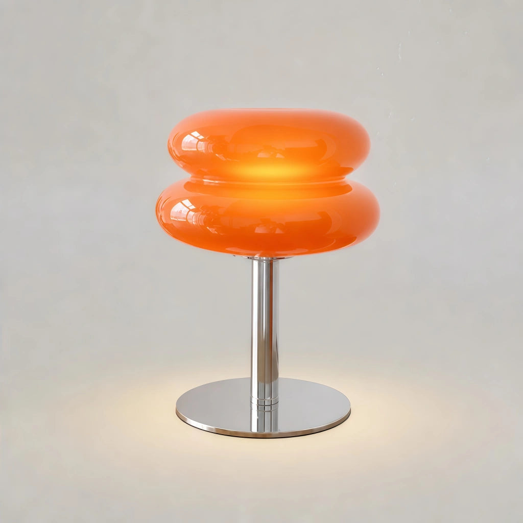 Bauhaus Bordlampe i Glas - Dobbelt Skærmdesign med Kromfod 5
