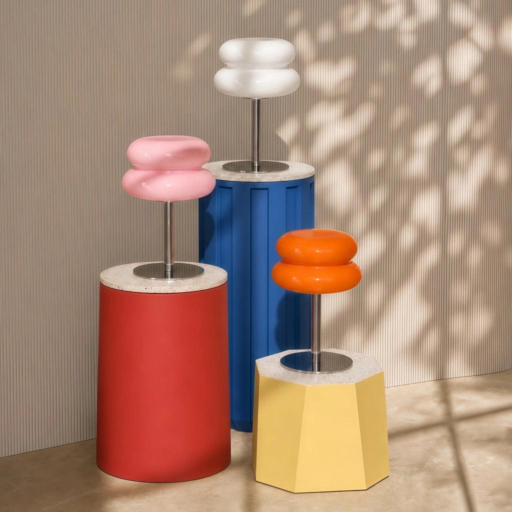 Bauhaus Bordlampe i Glas - Dobbelt Skærmdesign med Kromfod 6
