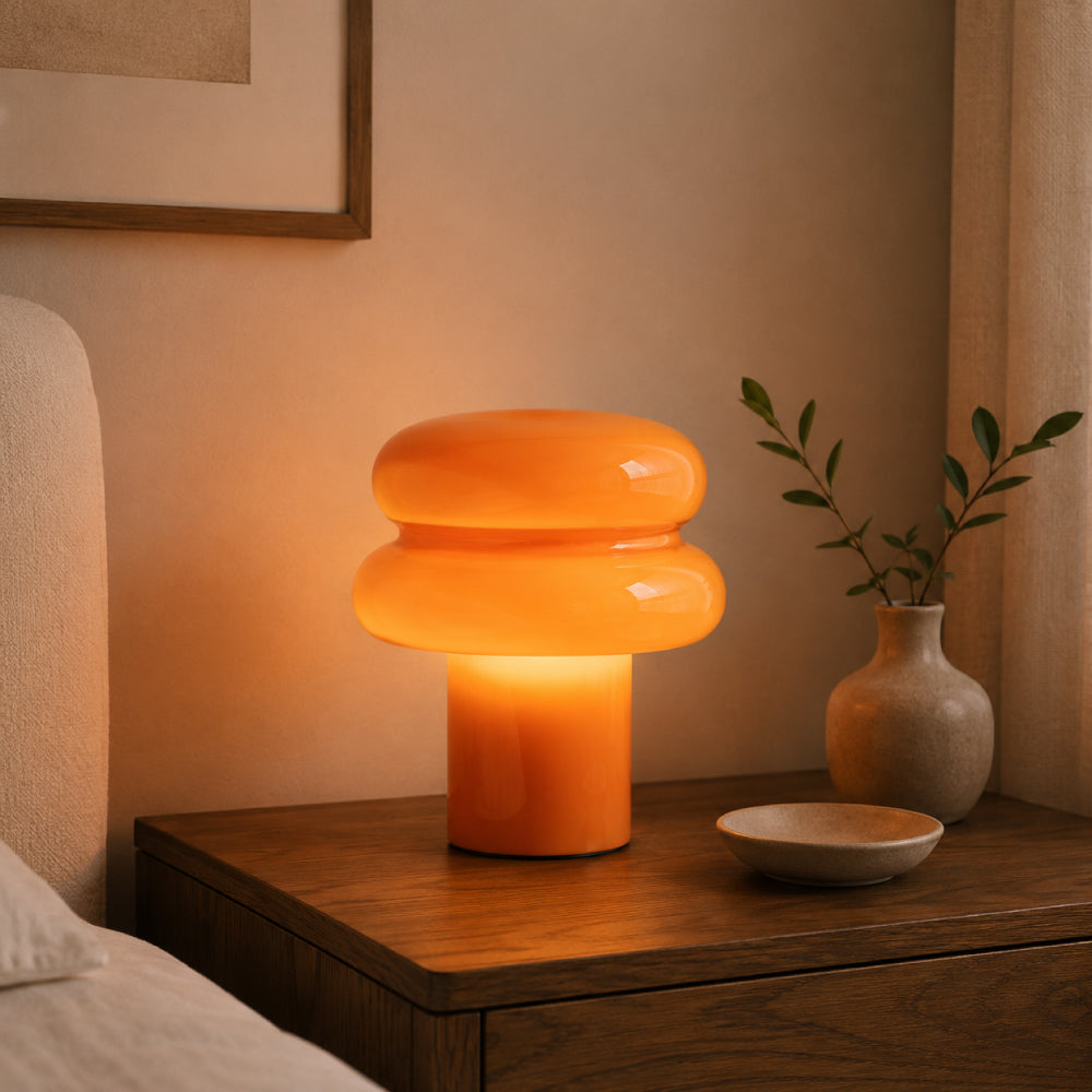 Bauhaus Bordlampe i Opalglas - Svampeform med Blødt Diffust Lys 0
