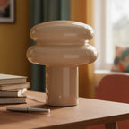 Bauhaus Bordlampe i Opalglas - Svampeform med Blødt Diffust Lys 3

