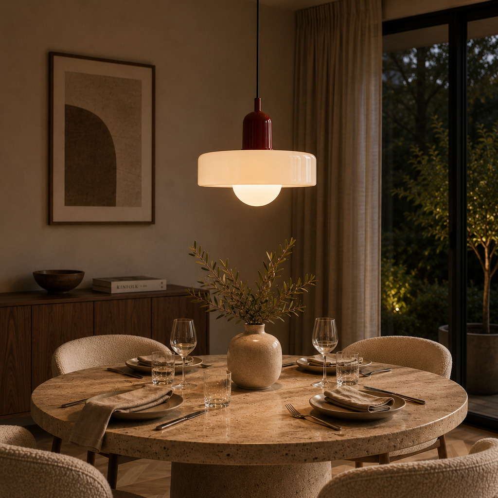 Bauhaus Hængelampe – Farvet Glas med Elegant Design 33