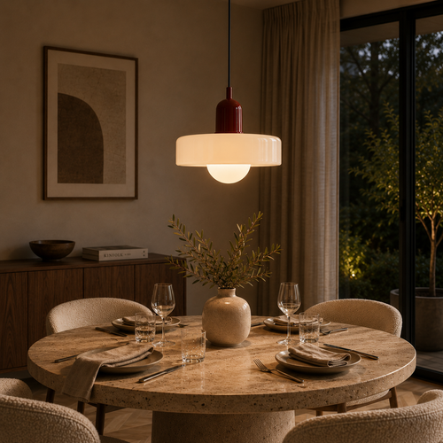 Bauhaus Hængelampe – Farvet Glas med Elegant Design 33