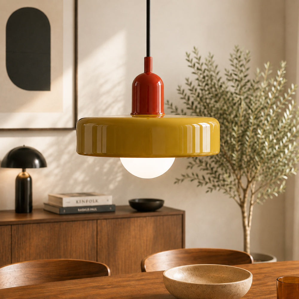 Bauhaus Hængelampe – Farvet Glas med Elegant Design 34