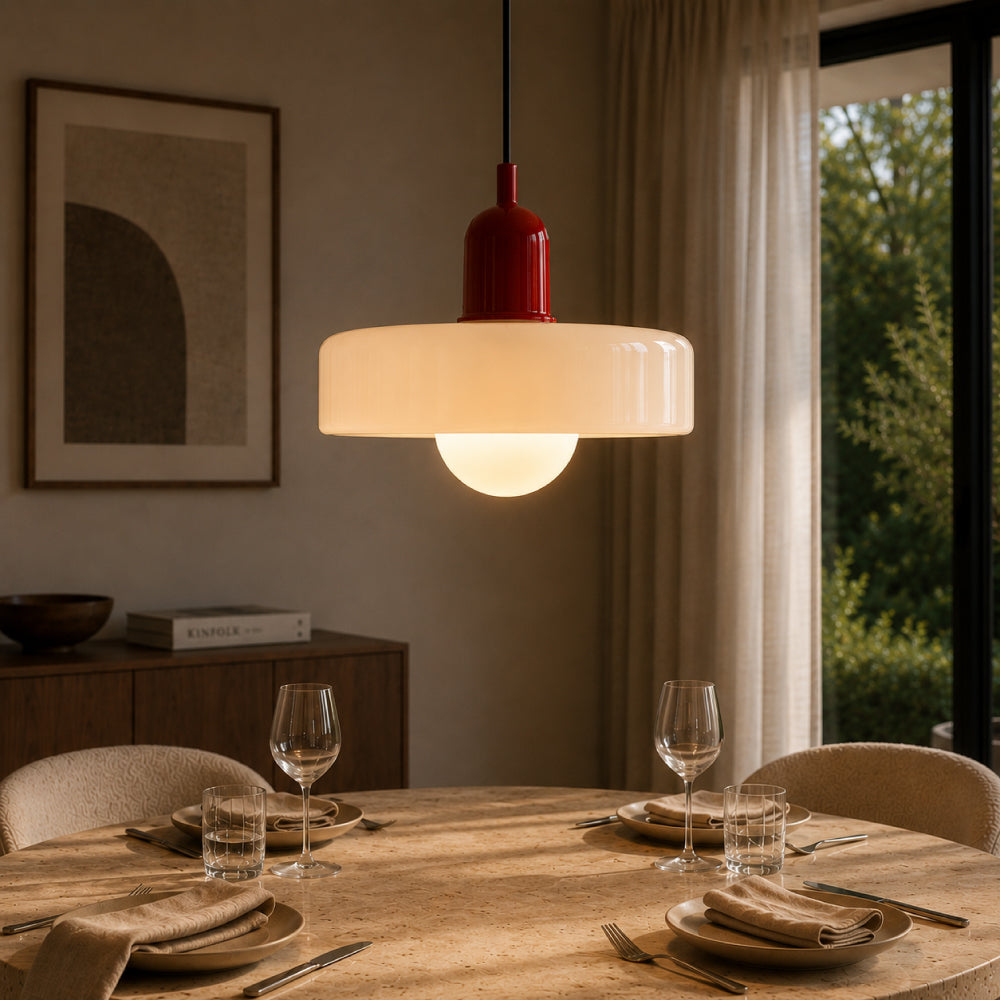Bauhaus Hængelampe – Farvet Glas med Elegant Design 35