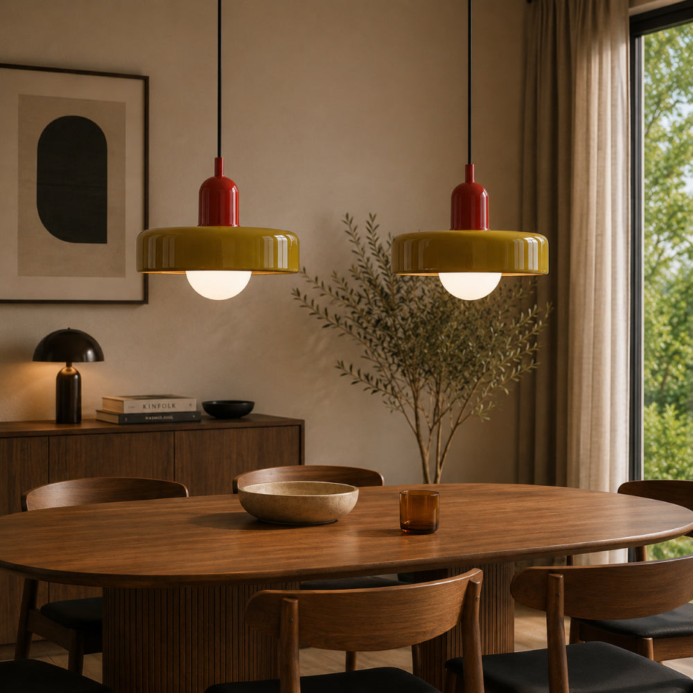 Bauhaus Hængelampe – Farvet Glas med Elegant Design 36