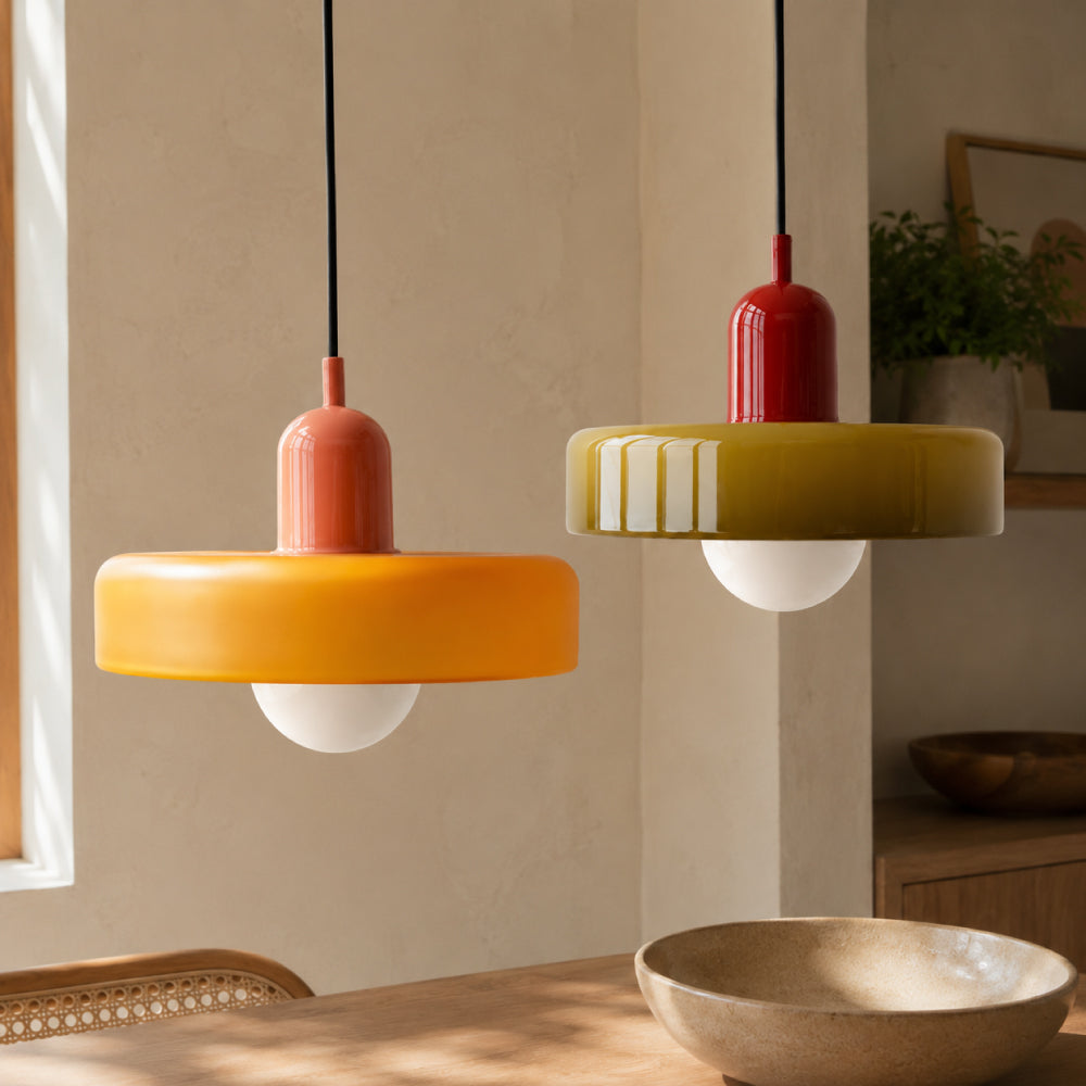 Bauhaus Hængelampe – Farvet Glas med Elegant Design 40