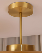 Bauhaus Loftslampe i Guldtonet Jern med Rundt Glas 12