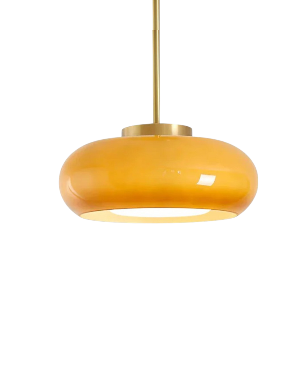 Bauhaus Loftslampe i Guldtonet Jern med Rundt Glas 5