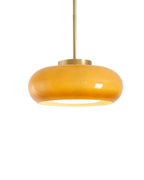 Bauhaus Loftslampe i Guldtonet Jern med Rundt Glas 5