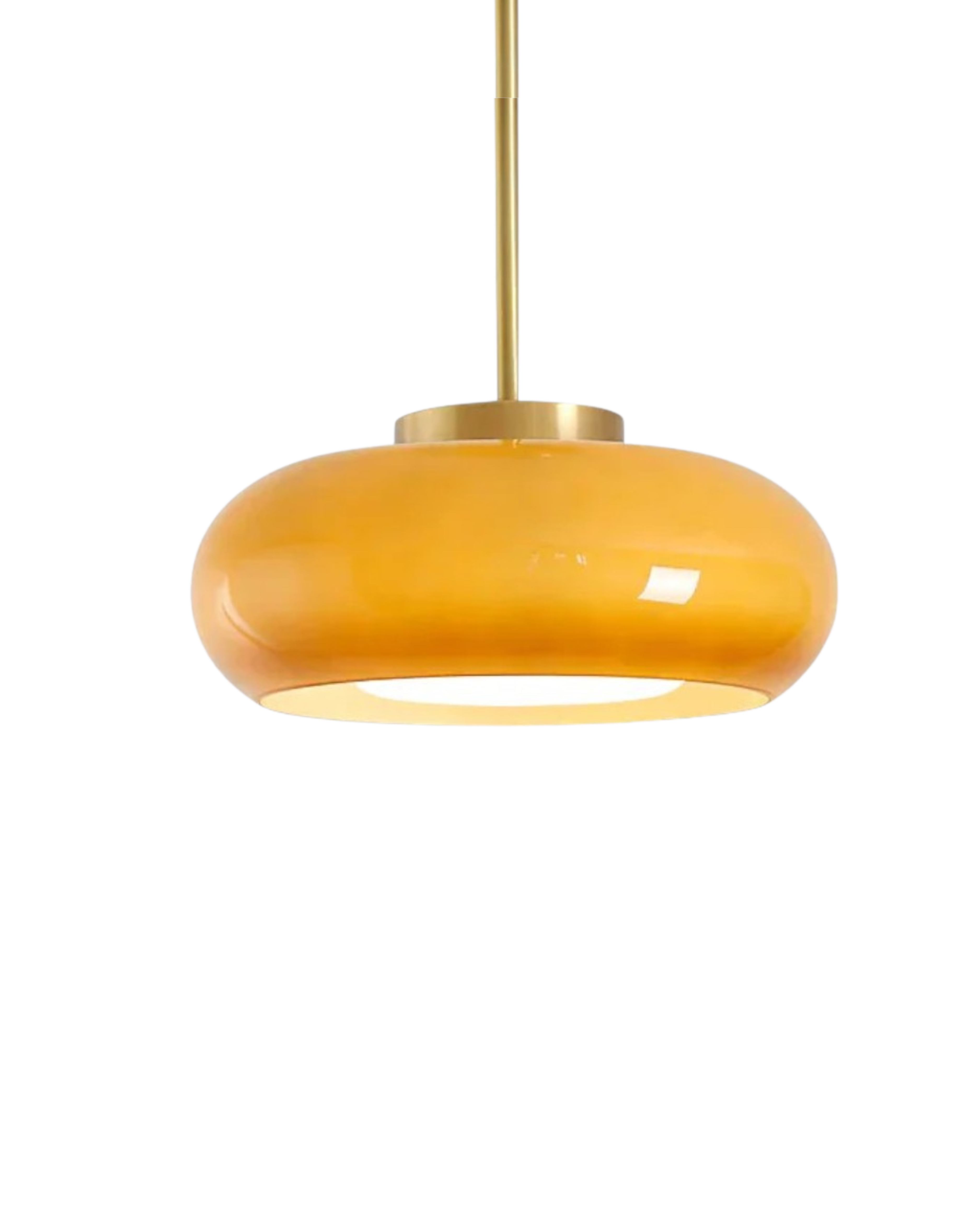 Bauhaus Loftslampe i Guldtonet Jern med Rundt Glas 5