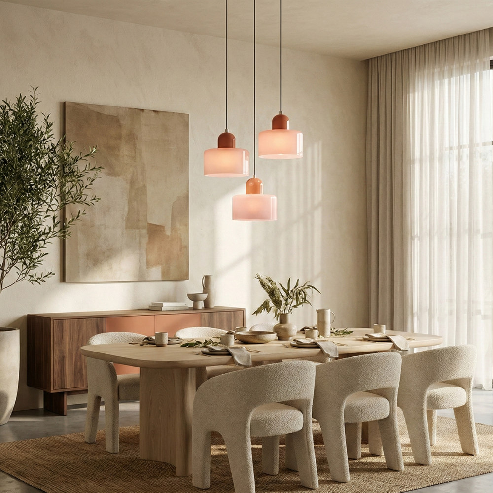 Bauhaus Pendel Lampe i Farvet Glas - Justerbar Højde 1
