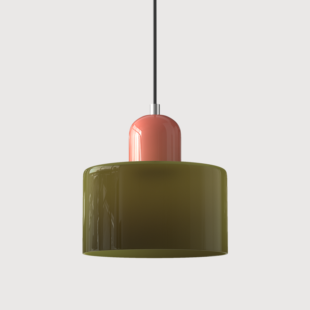 Bauhaus Pendel Lampe i Farvet Glas - Justerbar Højde 12
