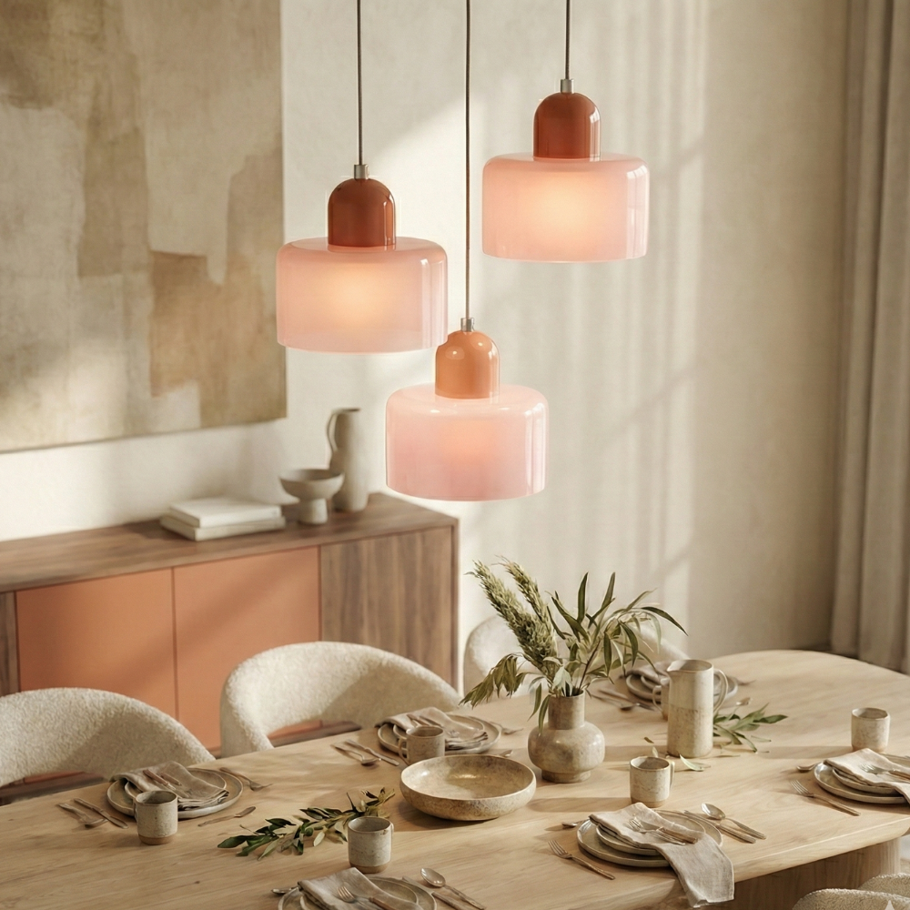 Bauhaus Pendel Lampe i Farvet Glas - Justerbar Højde 2