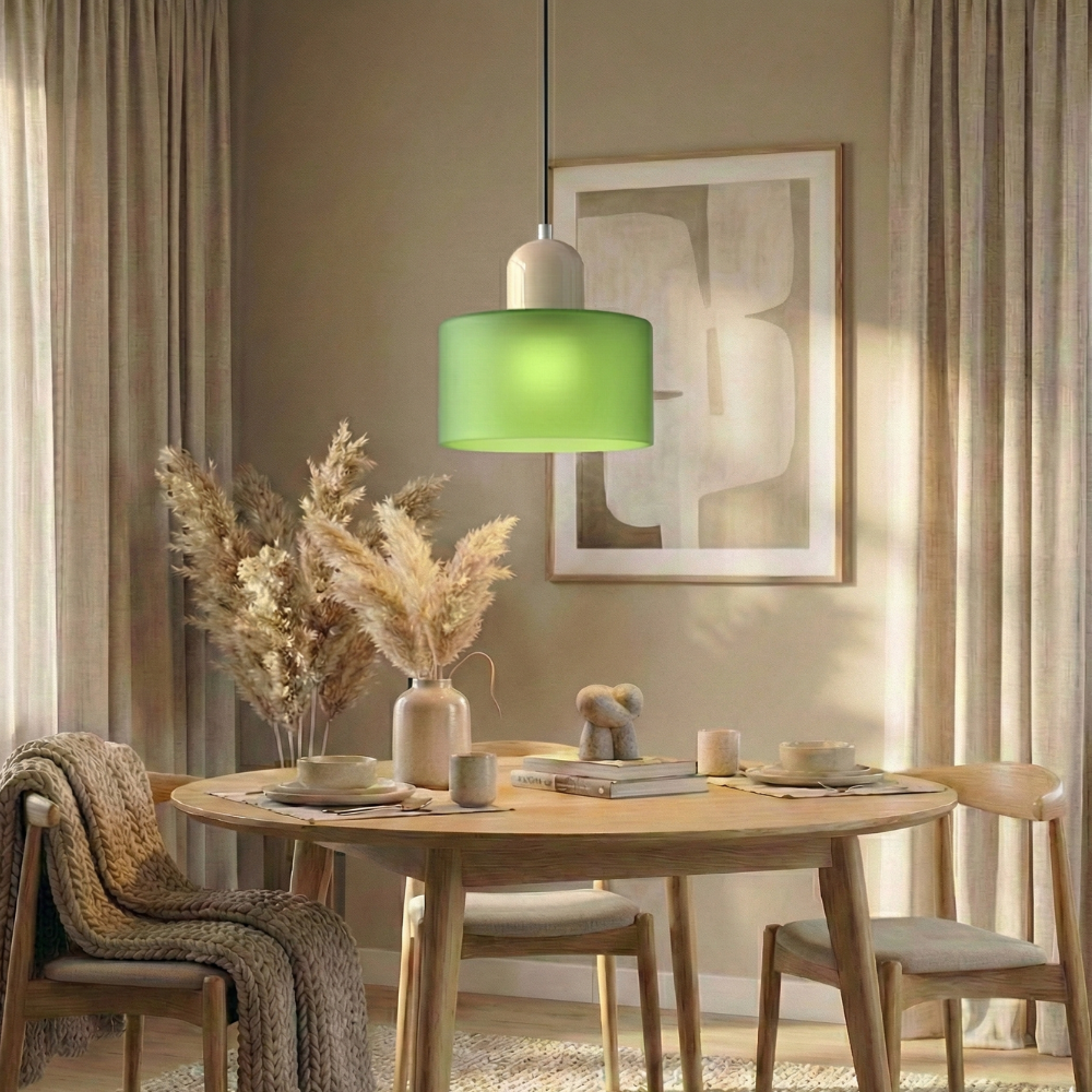 Bauhaus Pendel Lampe i Farvet Glas - Justerbar Højde 26
