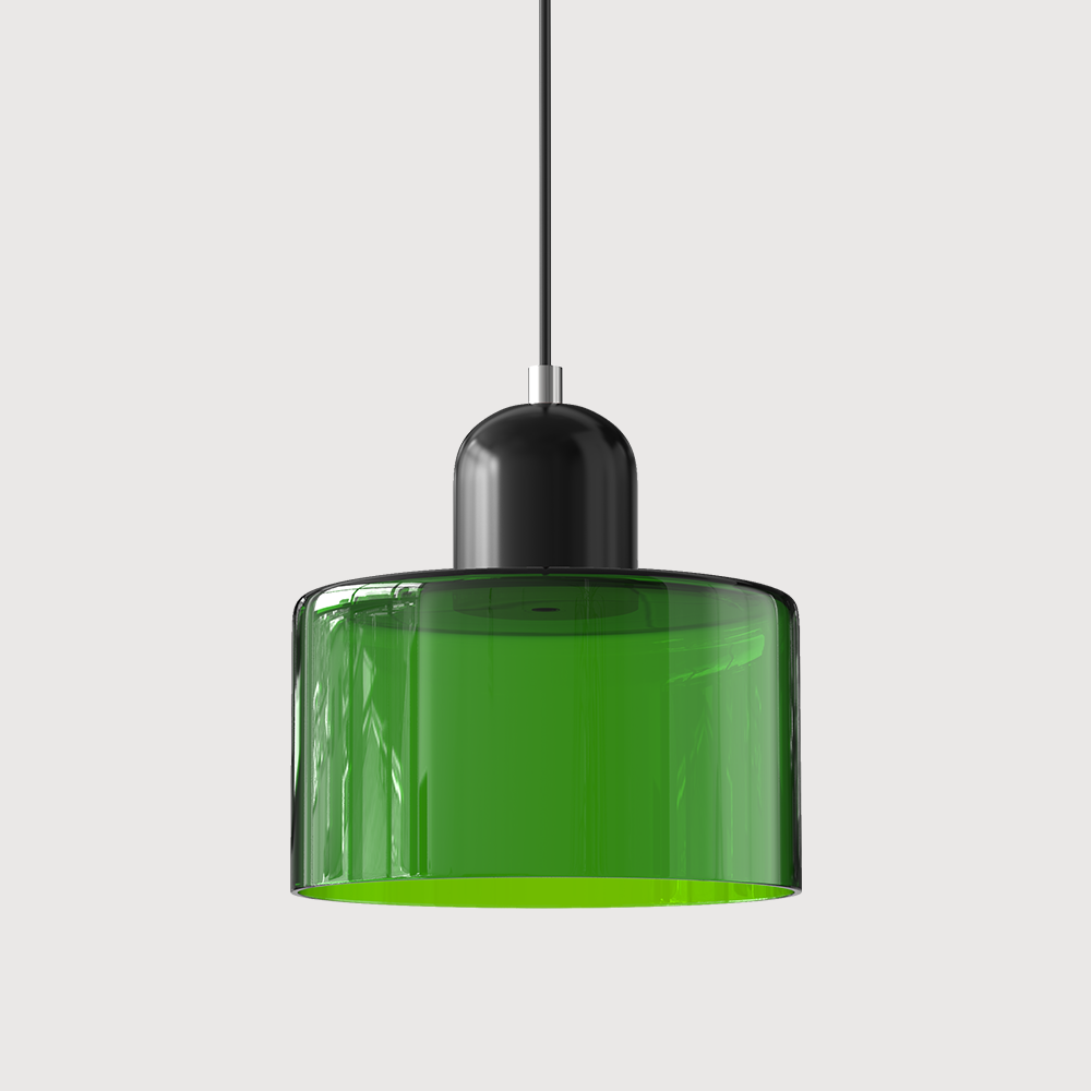 Bauhaus Pendel Lampe i Farvet Glas - Justerbar Højde 28