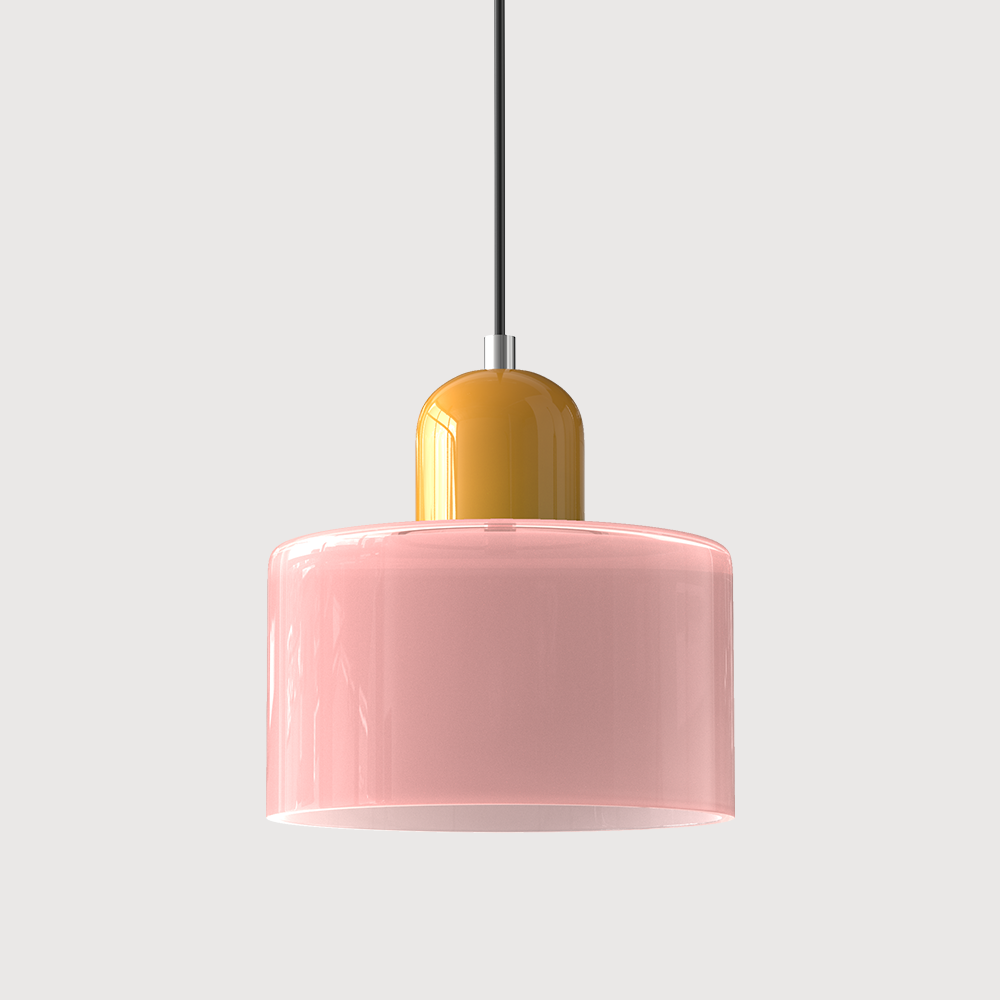 Bauhaus Pendel Lampe i Farvet Glas - Justerbar Højde 34