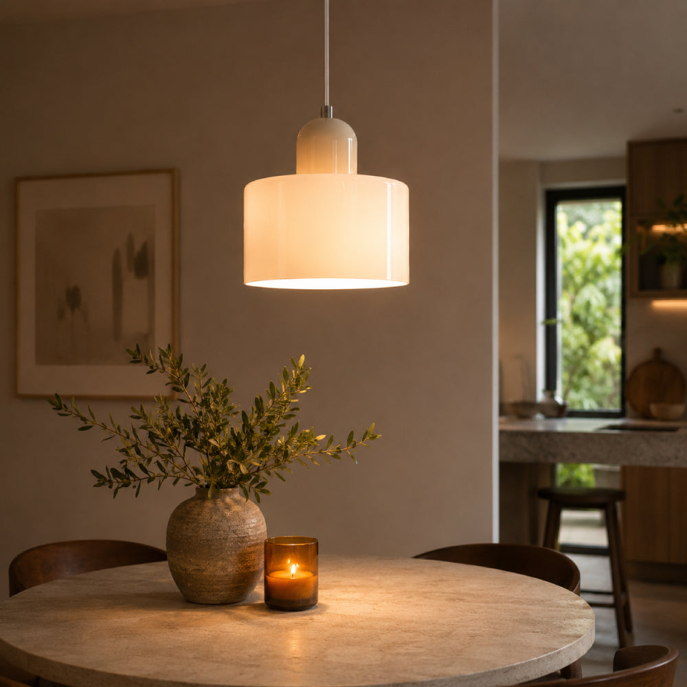 Bauhaus Pendel Lampe i Farvet Glas - Justerbar Højde 38
