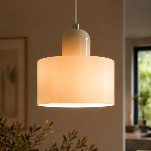 Bauhaus Pendel Lampe i Farvet Glas - Justerbar Højde 39
