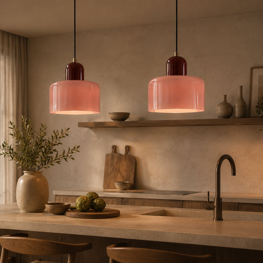 Bauhaus Pendel Lampe i Farvet Glas - Justerbar Højde 41