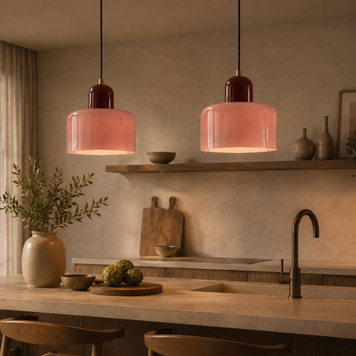 Bauhaus Pendel Lampe i Farvet Glas - Justerbar Højde 41