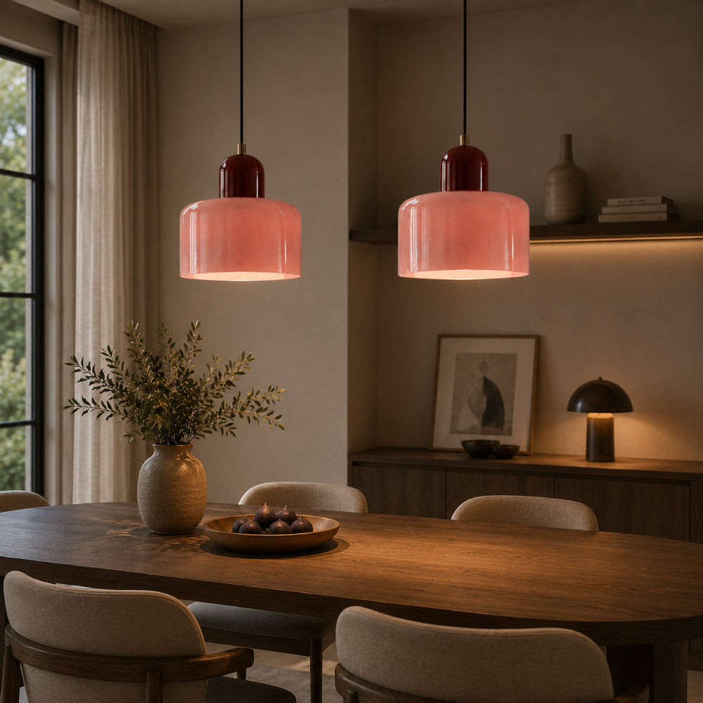 Bauhaus Pendel Lampe i Farvet Glas - Justerbar Højde 42