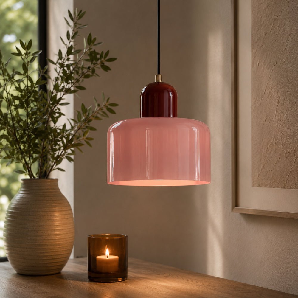 Bauhaus Pendel Lampe i Farvet Glas - Justerbar Højde 43