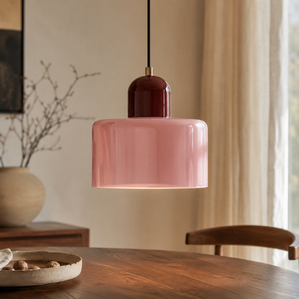 Bauhaus Pendel Lampe i Farvet Glas - Justerbar Højde 45
