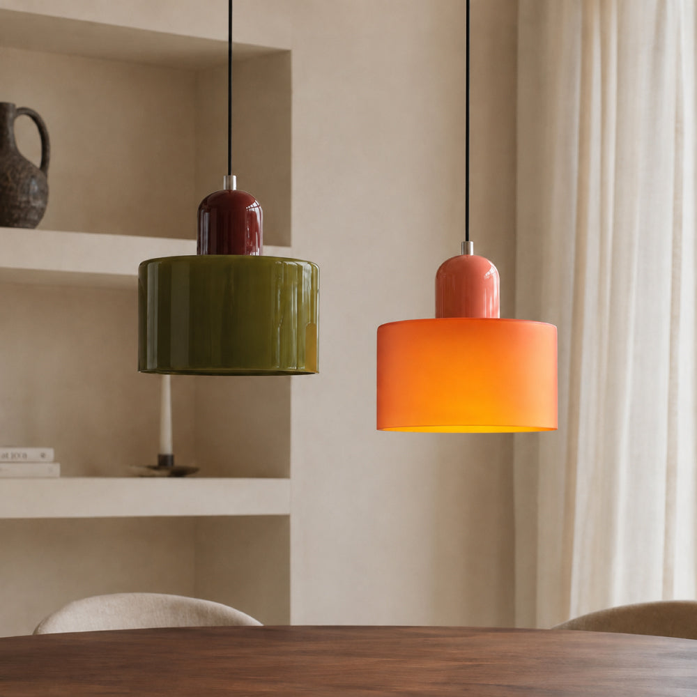 Bauhaus Pendel Lampe i Farvet Glas – Justerbar Højde 48