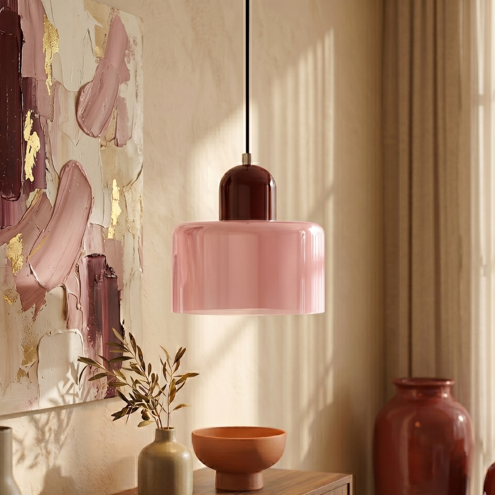 Bauhaus Pendel Lampe i Farvet Glas - Justerbar Højde 8