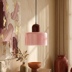 Bauhaus Pendel Lampe i Farvet Glas - Justerbar Højde 8