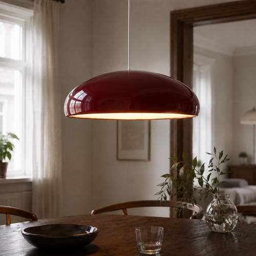 Bauhaus Pendel Lampe i Metal - Halvkugleformet Skærm med Højglans Finish 1